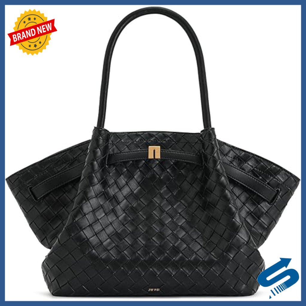 Vegan Leather Medium Tote Bag With Gold Hardware, Shoulder Strap